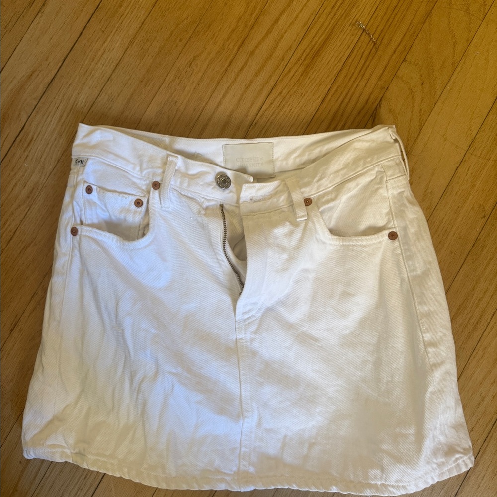 White Denim Mini Skirt